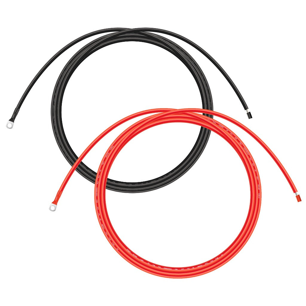 RICH SOLAR red and black charge-controller-to-battery cables with ring terminals