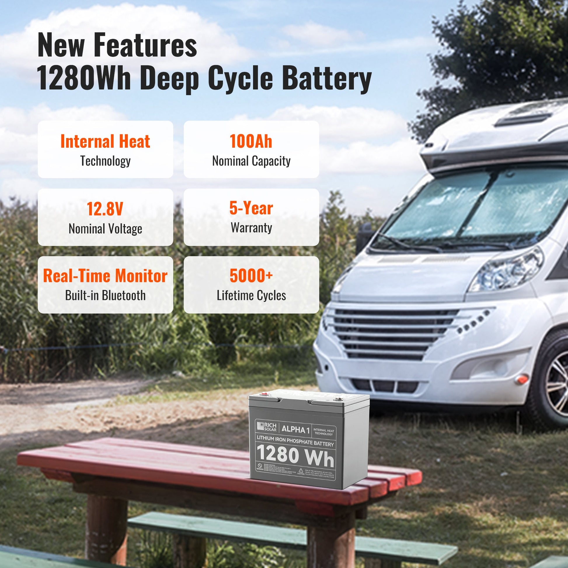 RICH SOLAR ALPHA 1 12V 100Ah LiFePO4 Battery product image 5