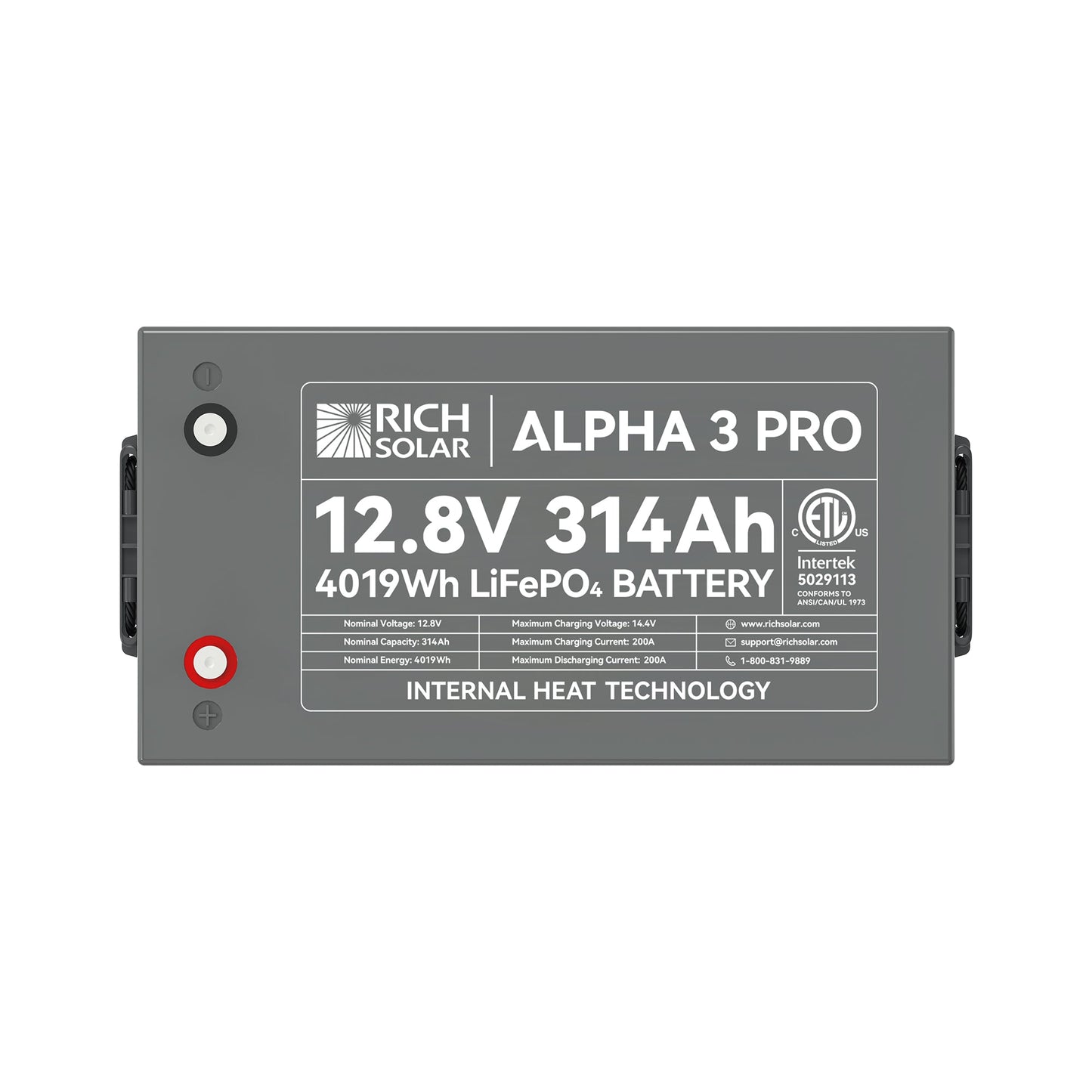 RICH SOLAR ALPHA 3 PRO 12V 314Ah LiFePO4 Battery product image 5
