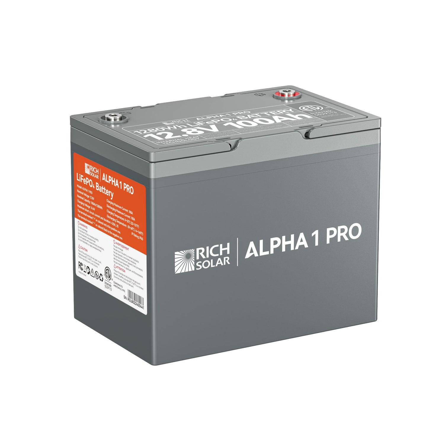 RICH SOLAR ALPHA 1 PRO 12V 100Ah LiFePO4 Battery product image 1
