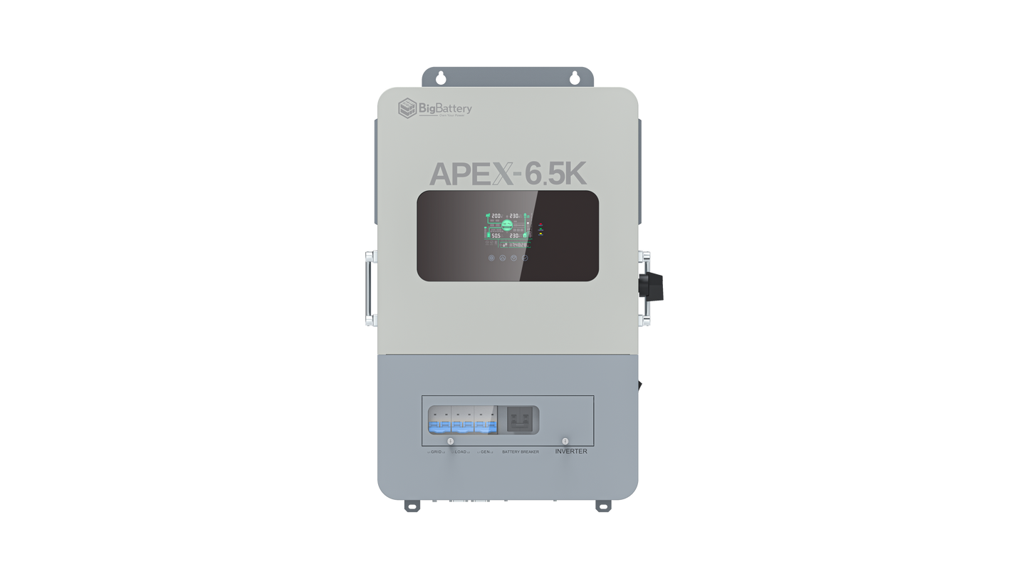 BigBattery NEXUS 42.9kWh Off-Grid Battery & Inverter Kit — 3 NEXUS Batteries + 1 APEX-6.5K Split-Phase Inverter — product detail view