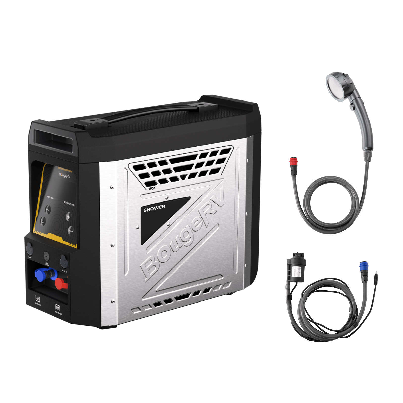 Portable Outback Shower unit with hose and nozzle