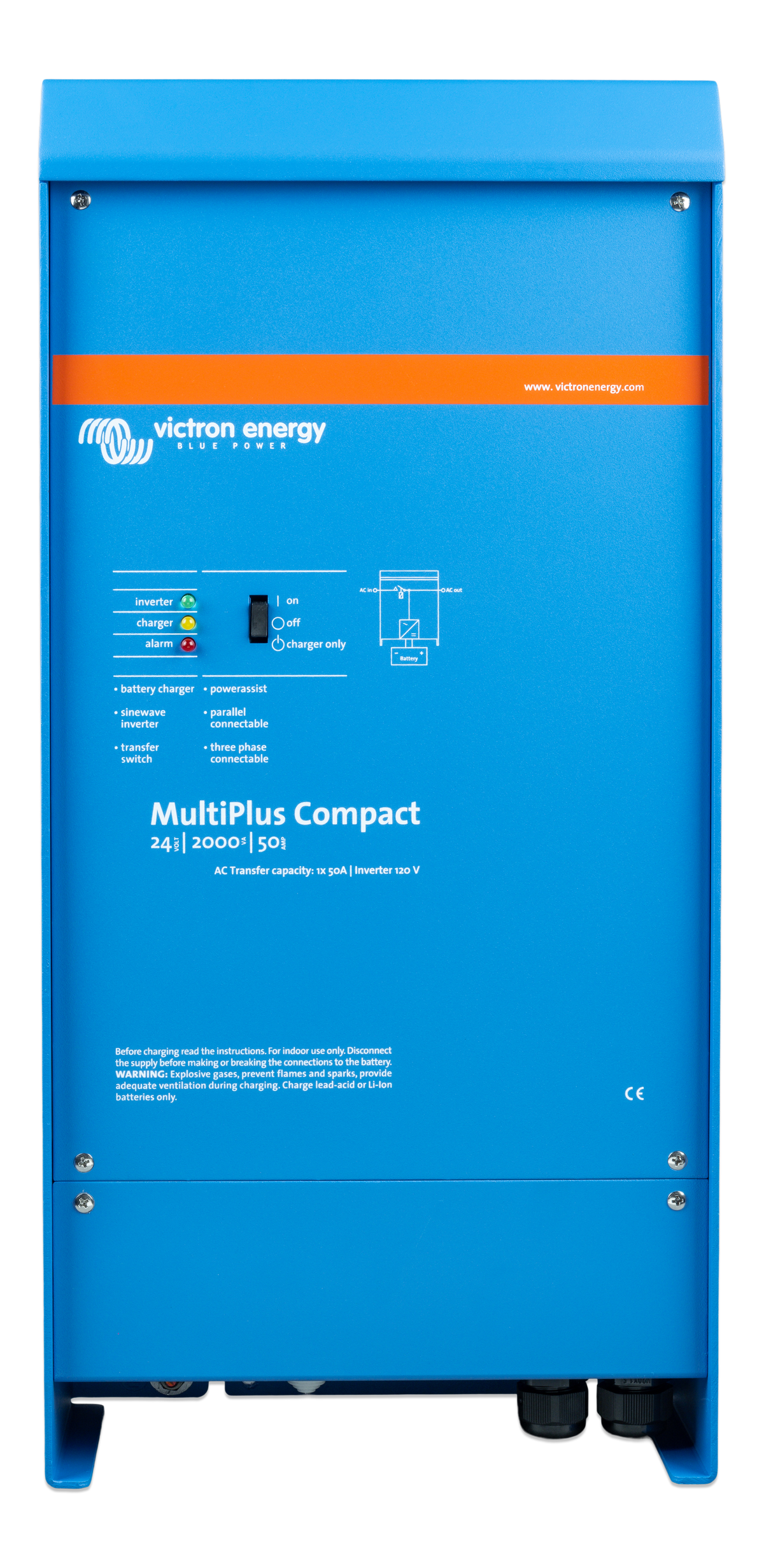 Victron MultiPlus Compact 24/2000/50-50 120V Inverter/Charger CMP242200100
