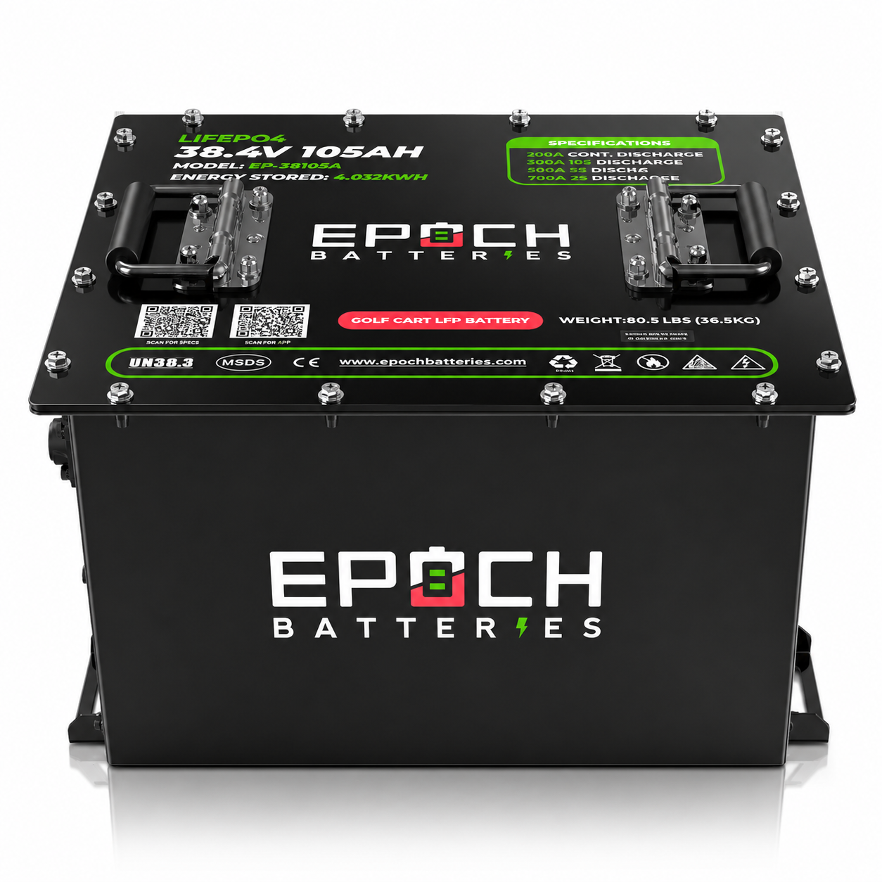 Epoch 36V 105Ah Golf Cart Battery Complete Kit - LiFePO4