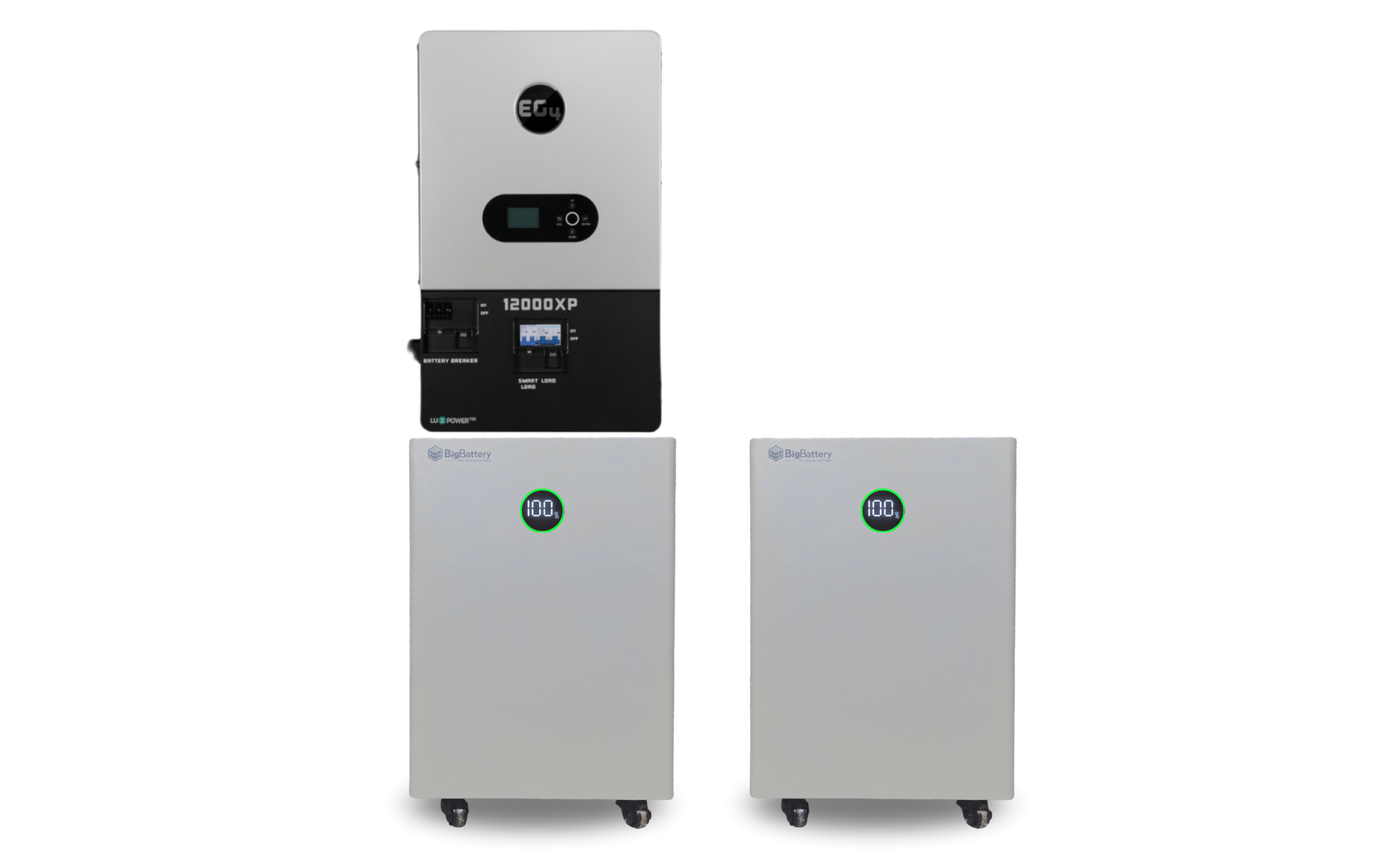 BigBattery NEXUS 28.6kWh Off-Grid Battery & Inverter Kit — 2 NEXUS Batteries + 1 EG4 12000XP V2 Off-Grid Inverter — product detail view