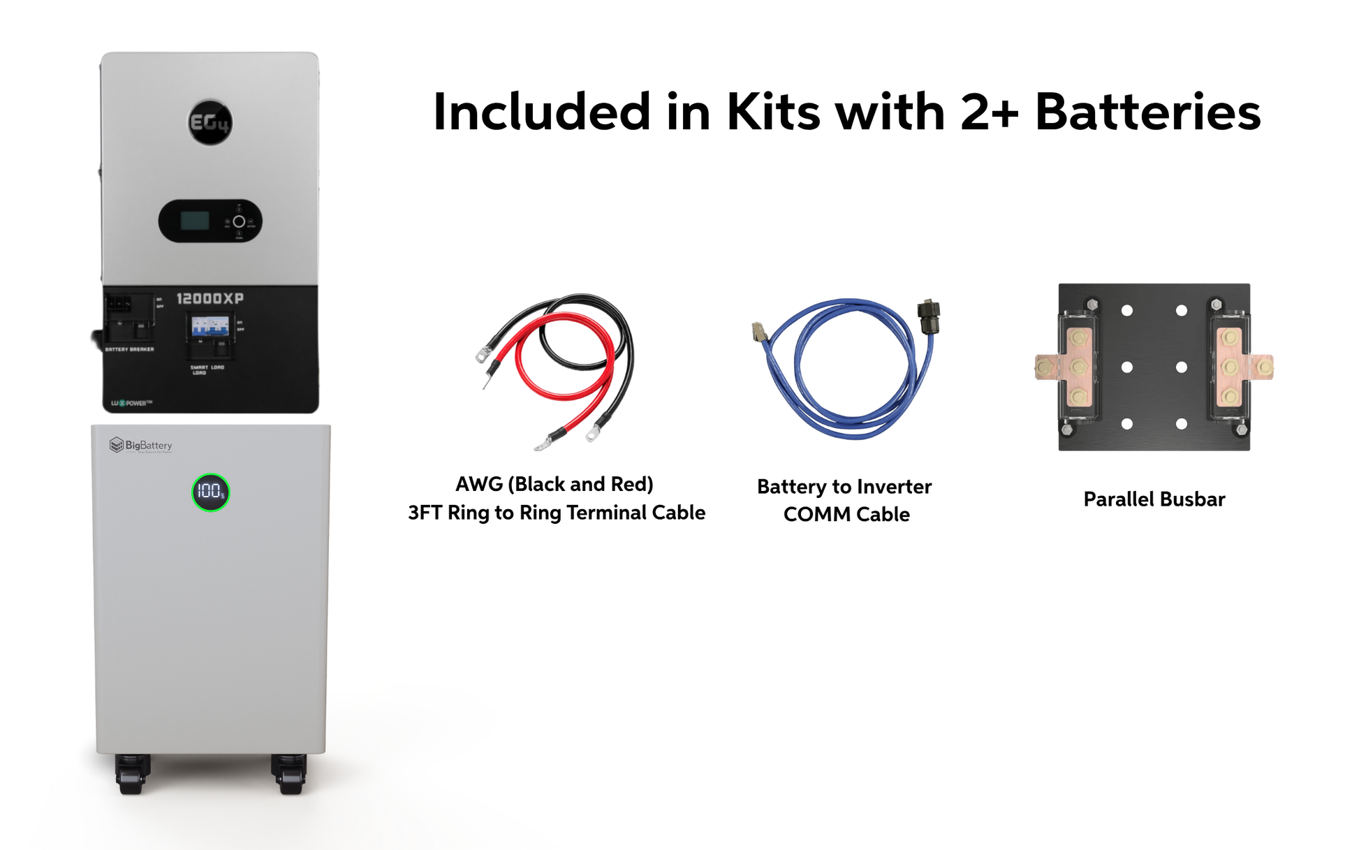 BigBattery NEXUS 14.3kWh Off-Grid Battery & Inverter Kit — 1 NEXUS Battery + 1 EG4 12000XP V2 Off-Grid Inverter — product detail view