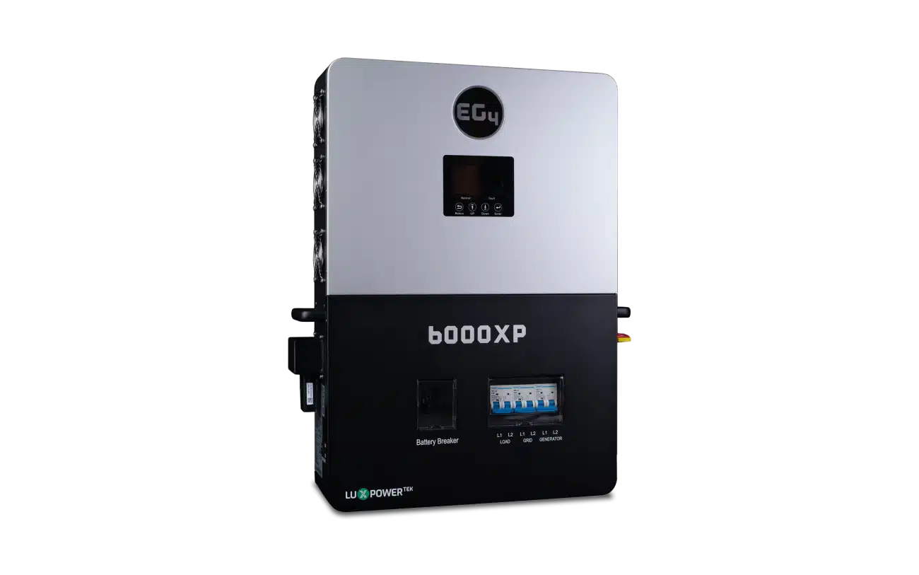 BigBattery NEXUS 14.3kWh Off-Grid Battery & Inverter Kit — 1 NEXUS Battery + 1 EG4 6000XP Split-Phase Off-Grid Inverter — side product view