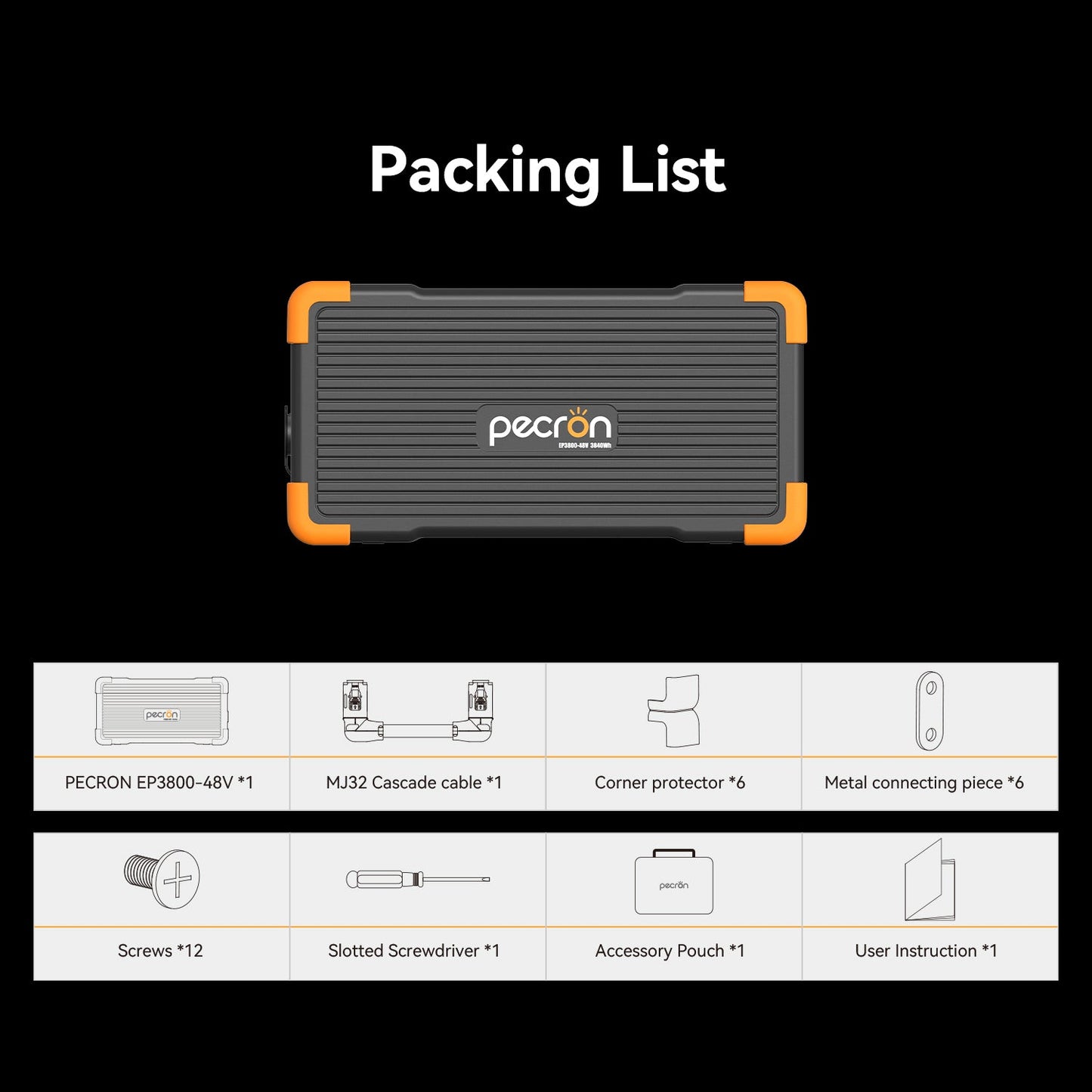 PECRON EP3800-48V included cables and documentation