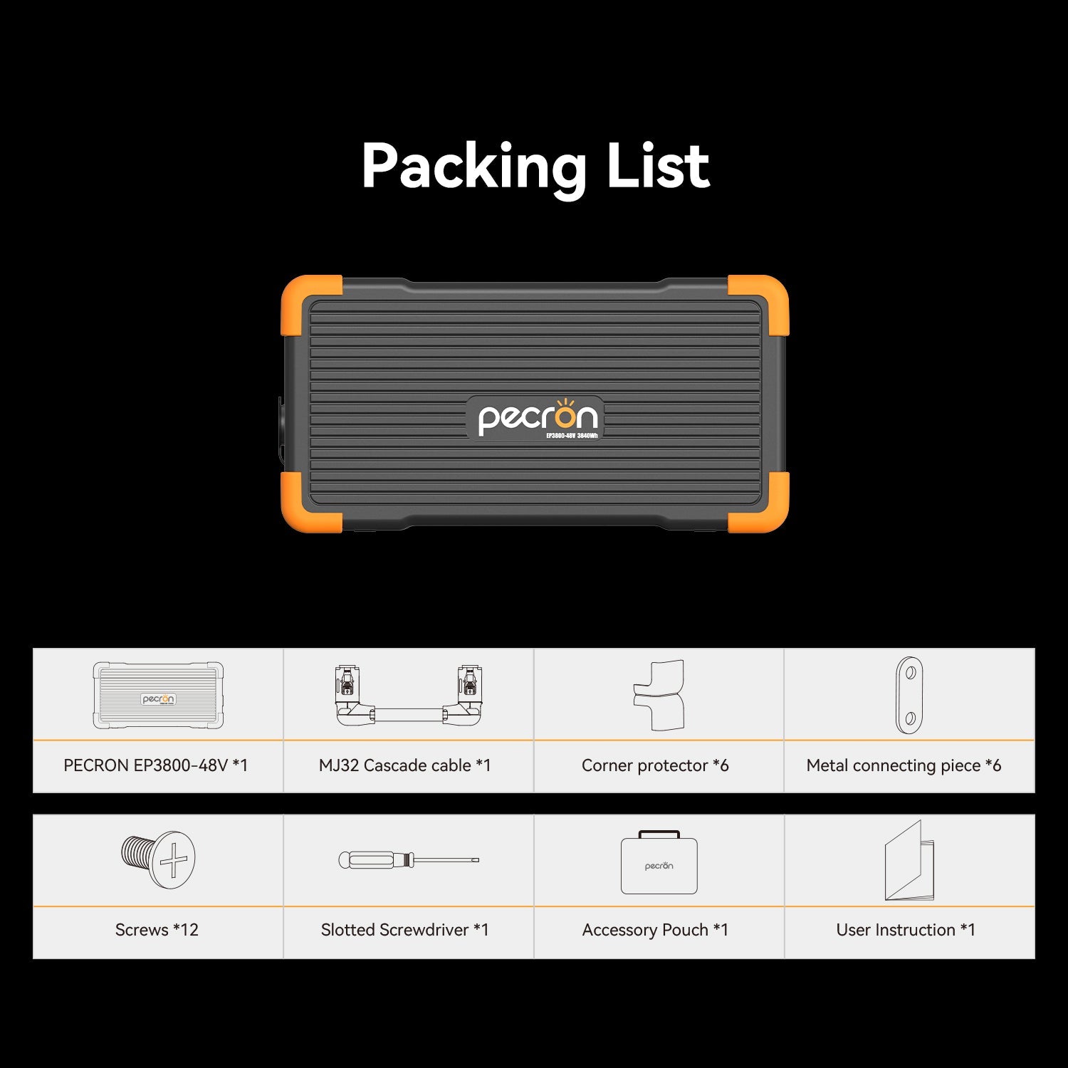 PECRON EP3800-48V included cables and documentation