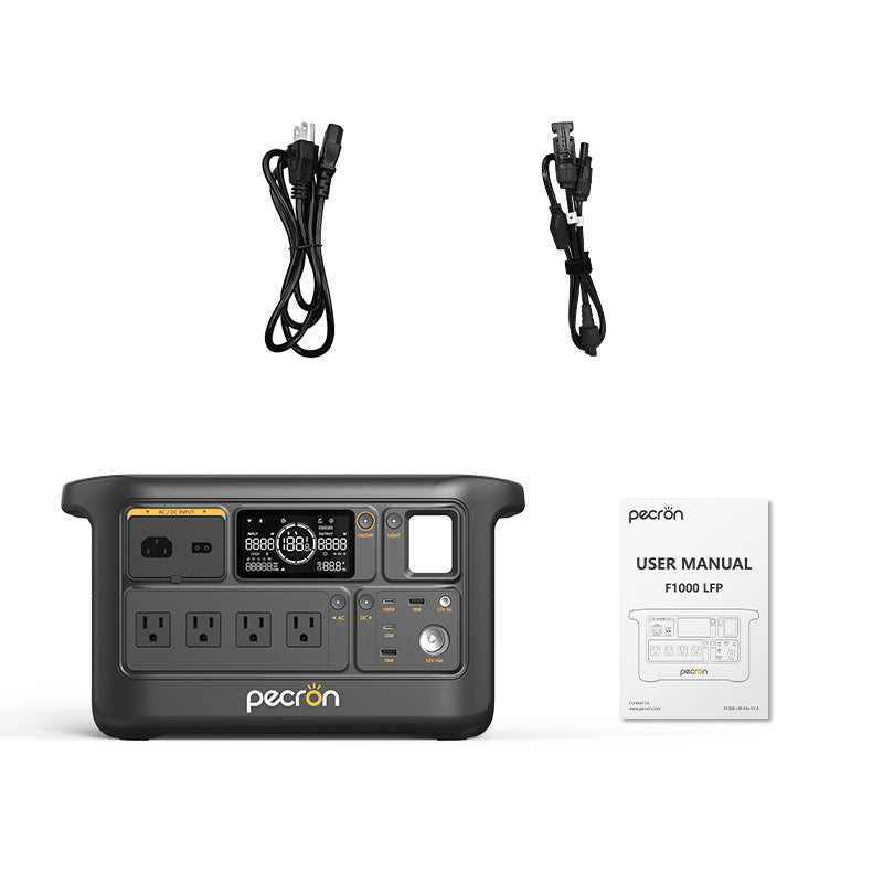 PECRON F1000LFP power station and included accessories
