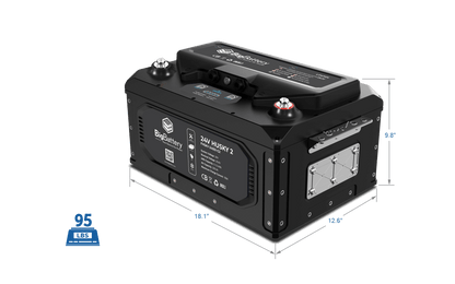 BigBattery HUSKY 2 25.6V 200Ah 5.12kWh Heated LiFePO4 Battery — 1 Battery with Inverter Communications — side product view