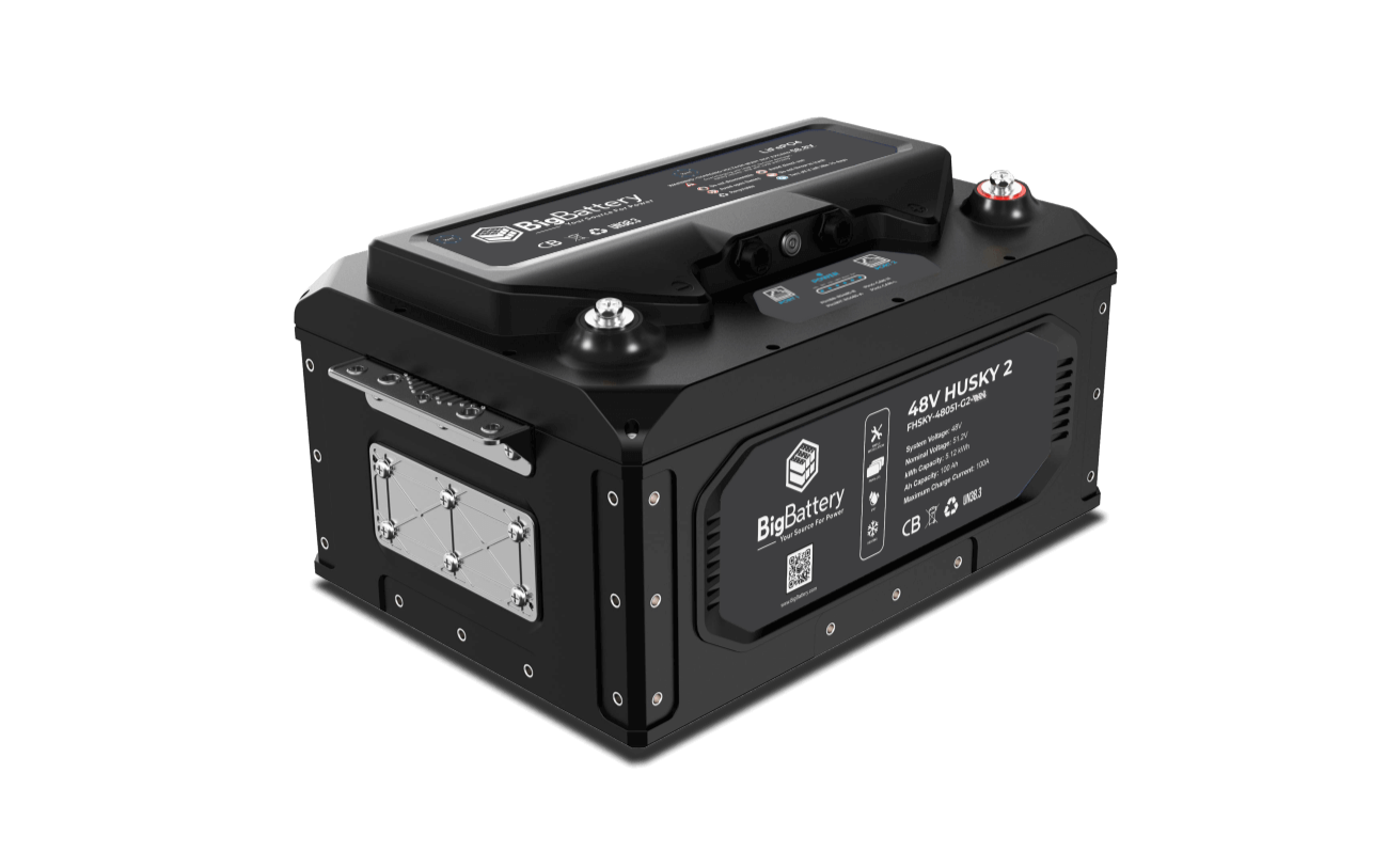 BigBattery HUSKY 2 51.2V 100Ah 5.12kWh LiFePO4 Battery — 1 Battery with Inverter Communications — product detail view