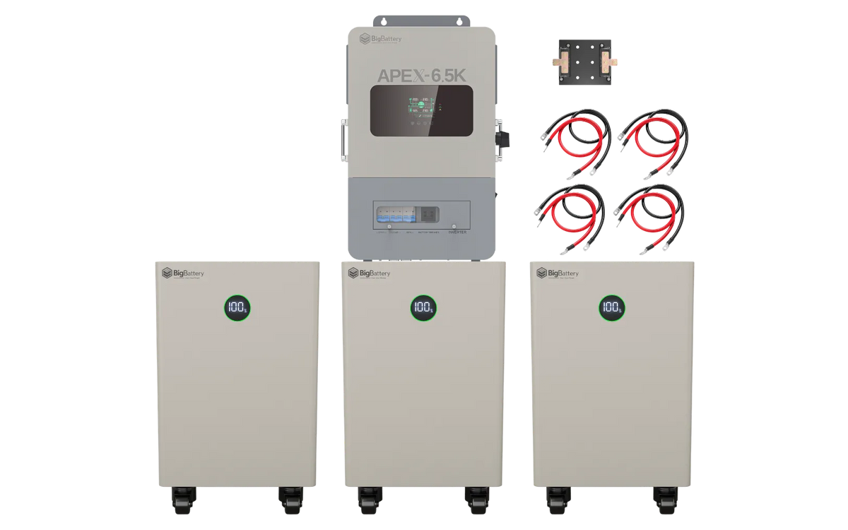 BigBattery NEXUS 2 48kWh Off-Grid Kit — 3 Batteries + 1 APEX 6.5K Inverter — main product view