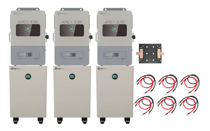 BigBattery NEXUS 2 48kWh Off-Grid Kit — 3 Batteries + 3 APEX 6.5K Inverters — main product view