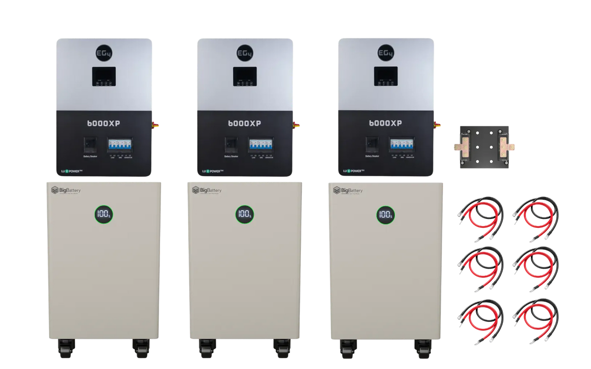 BigBattery NEXUS 2 48kWh Off-Grid Kit — 3 Batteries + 3 EG4 6000XP Inverters — main product view