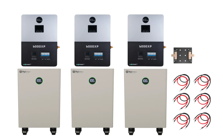 BigBattery NEXUS 2 48kWh Off-Grid Kit — 3 Batteries + 3 EG4 6000XP Inverters
