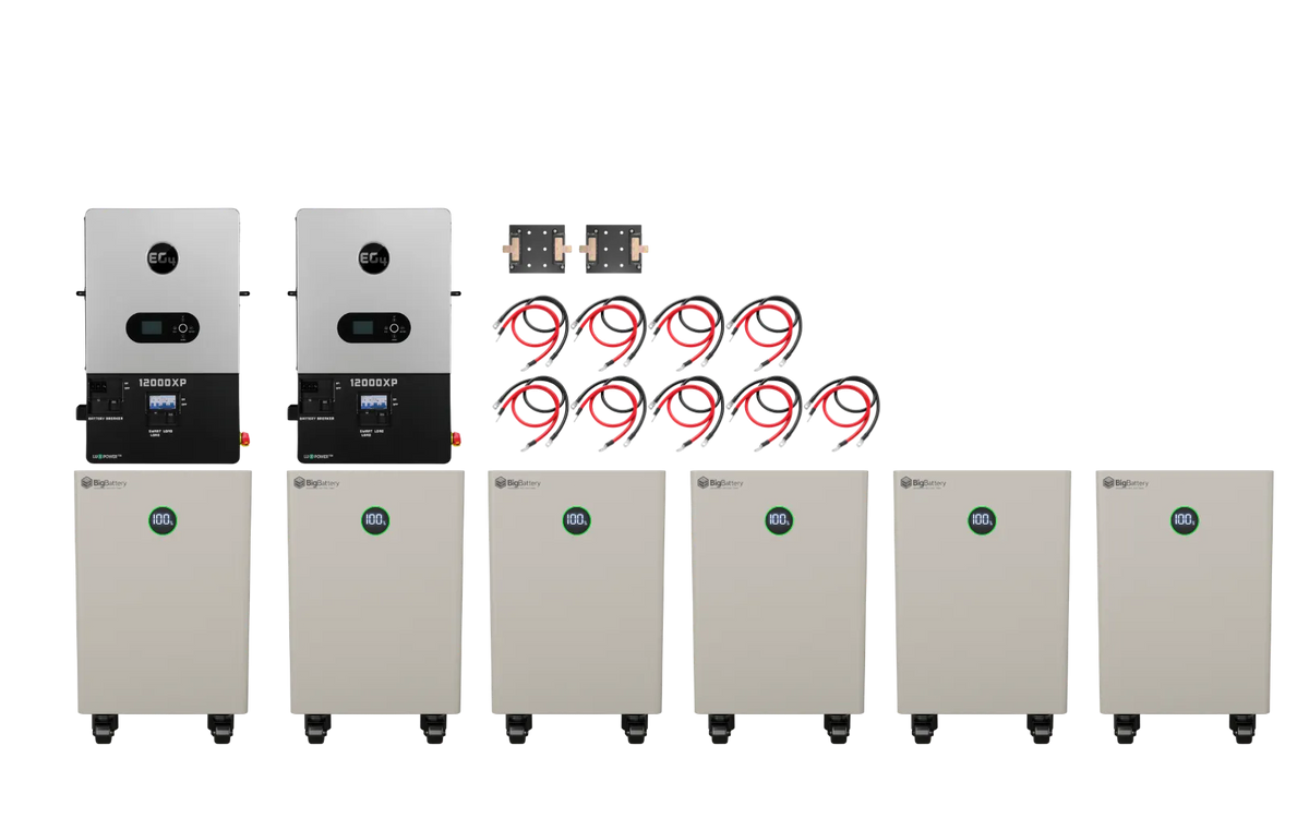 BigBattery NEXUS 2 96kWh Off-Grid Kit — 6 Batteries + 2 EG4 12000XP Inverters — main product view