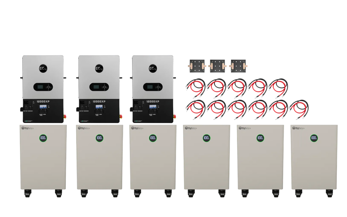 BigBattery NEXUS 2 96kWh Off-Grid Kit — 6 Batteries + 3 EG4 12000XP Inverters — main product view