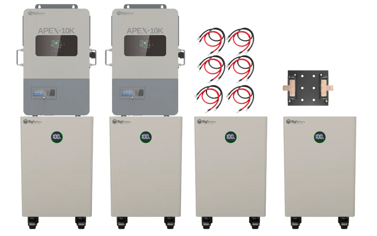 BigBattery NEXUS 2 64kWh Off-Grid Kit — 4 Batteries + 2 APEX-10K Inverters