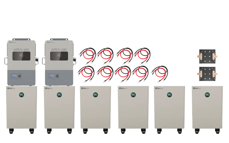 BigBattery NEXUS 2 96kWh Off-Grid Kit — 6 Batteries + 2 APEX-10K Inverters