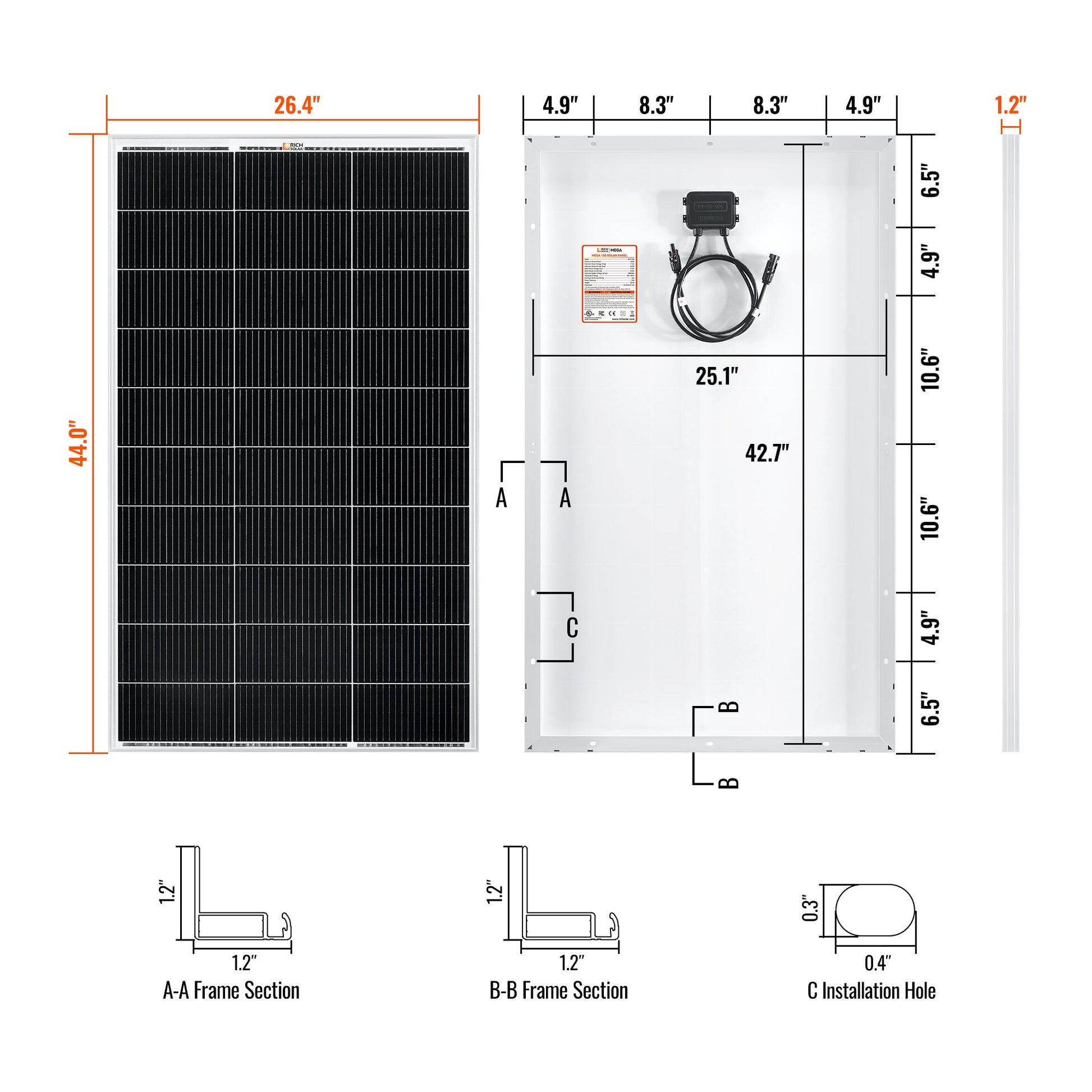 RICH SOLAR MEGA 150 150W Solar Panel product image 2