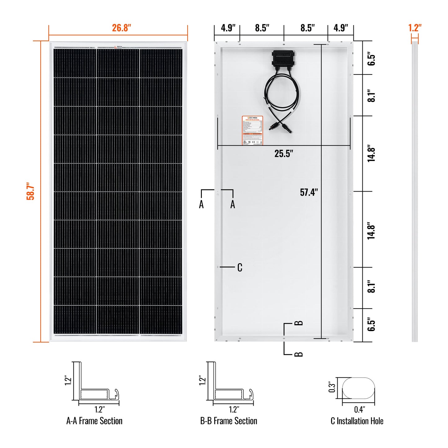 RICH SOLAR MEGA 200 200W 12V Solar Panel product image 2