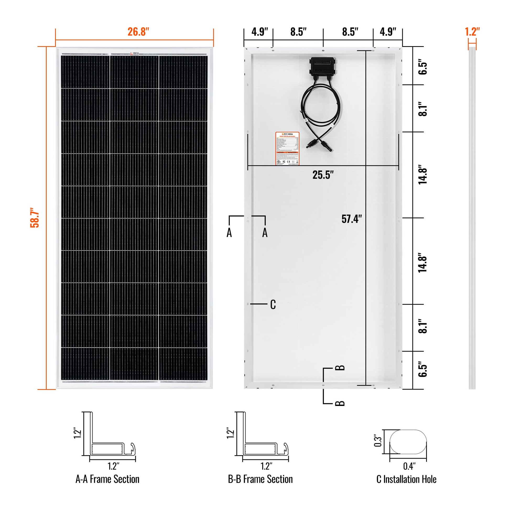 RICH SOLAR MEGA 200 200W 12V Solar Panel product image 2