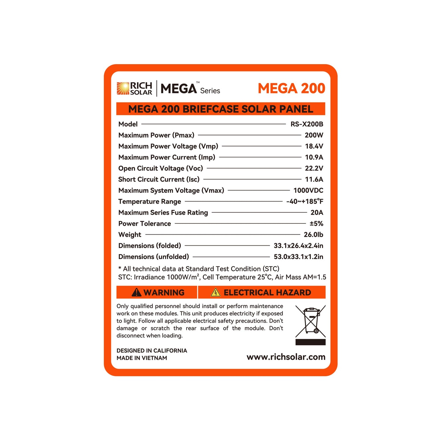 RICH SOLAR MEGA 200 Portable Briefcase Solar Panel product image 18