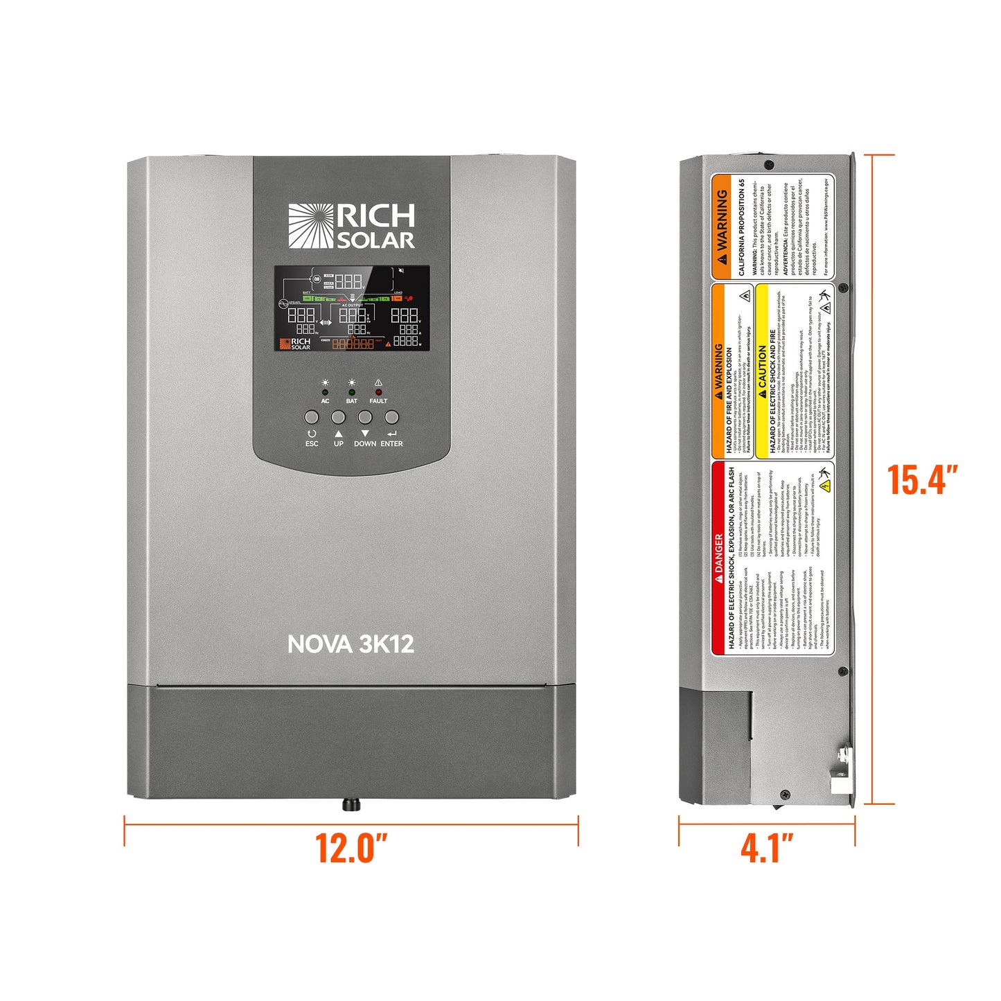 RICH SOLAR NOVA 3K12 3000W 12V Pure Sine Wave Inverter with Built-in Transfer Switch product image 2