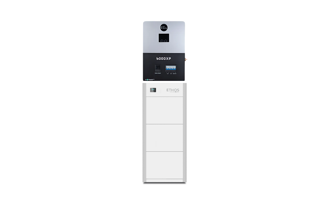 BigBattery ETHOS 15.36kWh Off-Grid Battery & Inverter Kit — 3 ETHOS Batteries + 1 EG4 6000XP Split-Phase Off-Grid Inverter — product detail view
