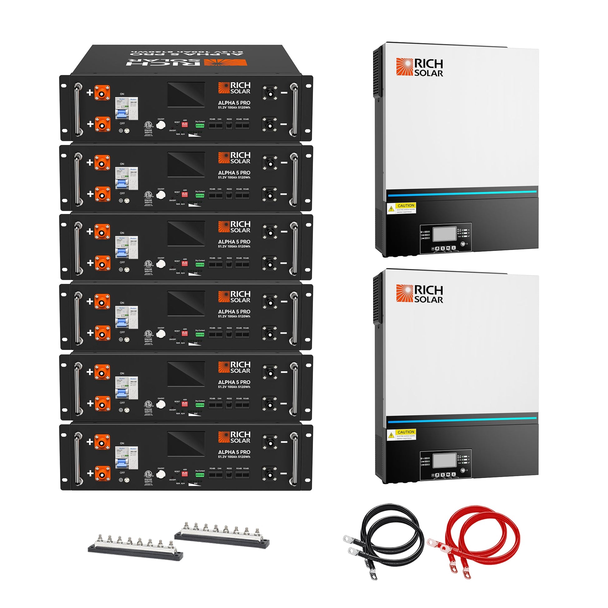RICH SOLAR Off-Grid System Kit 13,000W 120/240V Output, 48VDC(30.72kWh ALPHA 5 PRO Server Lithium Iron Phosphate Battery)…