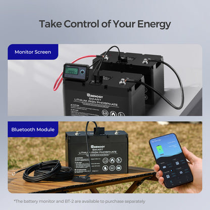 Renogy battery monitor screen and Bluetooth module monitoring options