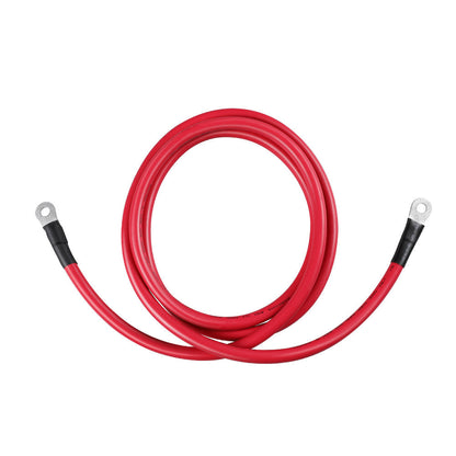 Red Renogy 5-foot 2/0AWG battery cable with ring lugs, coiled
