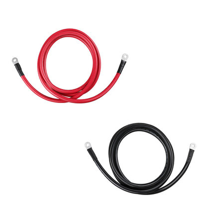 Red and black Renogy 5-foot 2/0AWG ring-lug cables displayed separately