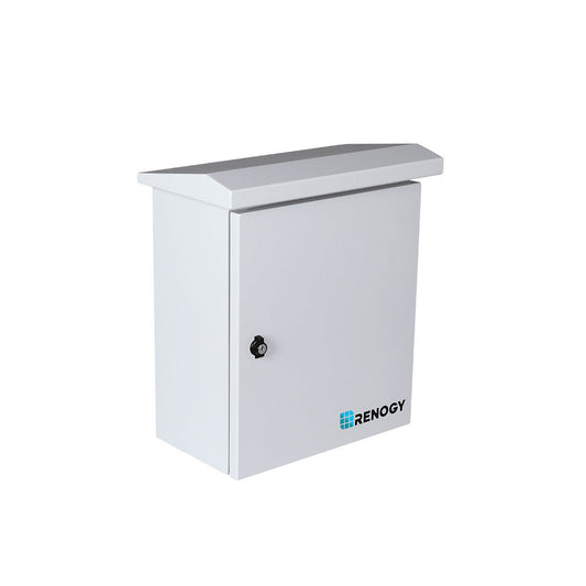 Renogy 7P circuit breaker enclosure with gray metal door and black latch