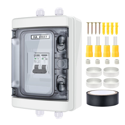 RICH SOLAR 30A two-pole outdoor circuit breaker box with mounting hardware
