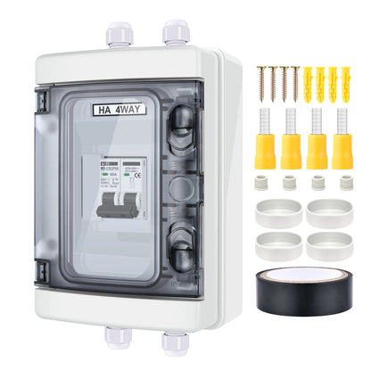 RICH SOLAR 60A two-pole outdoor circuit breaker box with mounting hardware