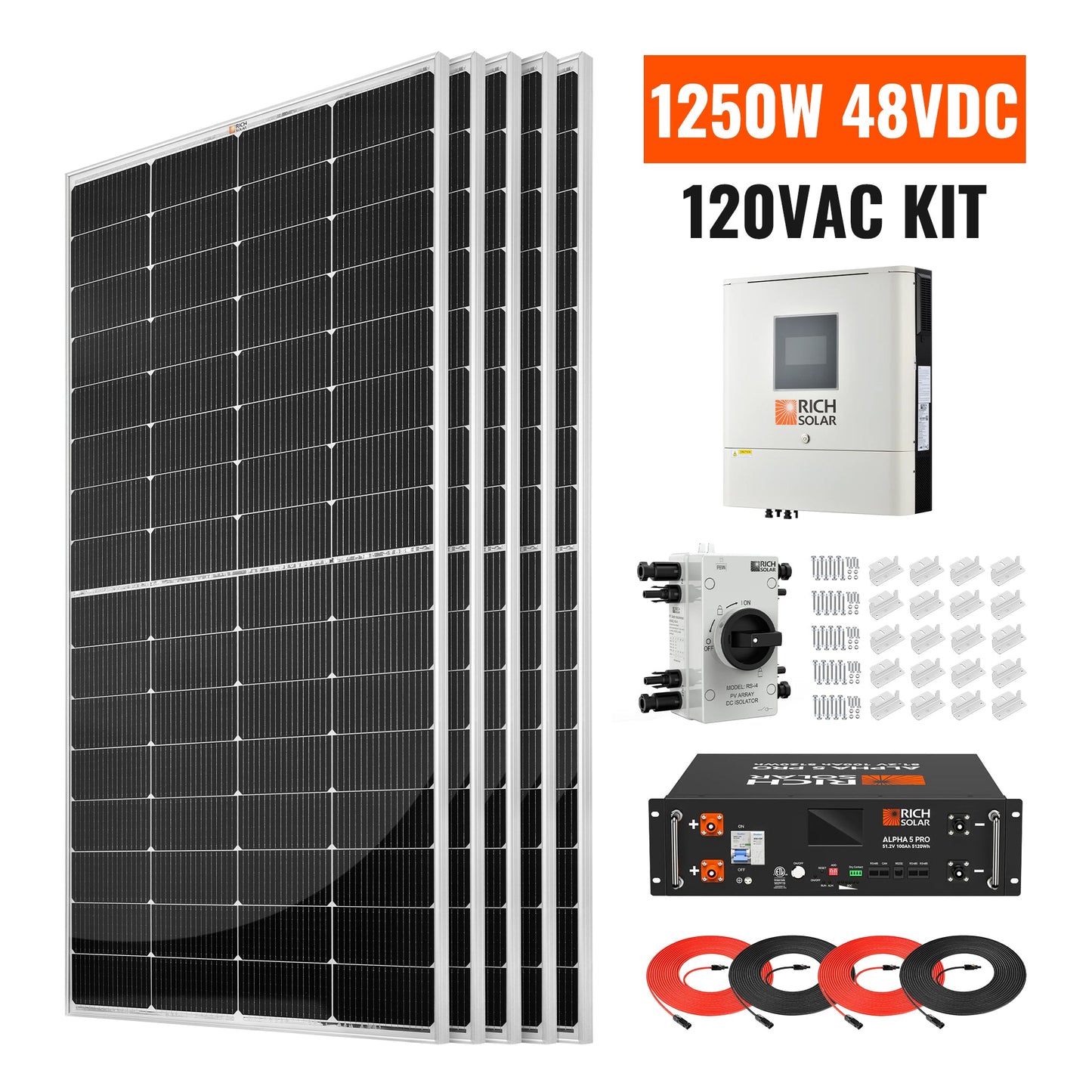 RICH SOLAR 1250W 48VDC-120VAC Solar Kit product image 2