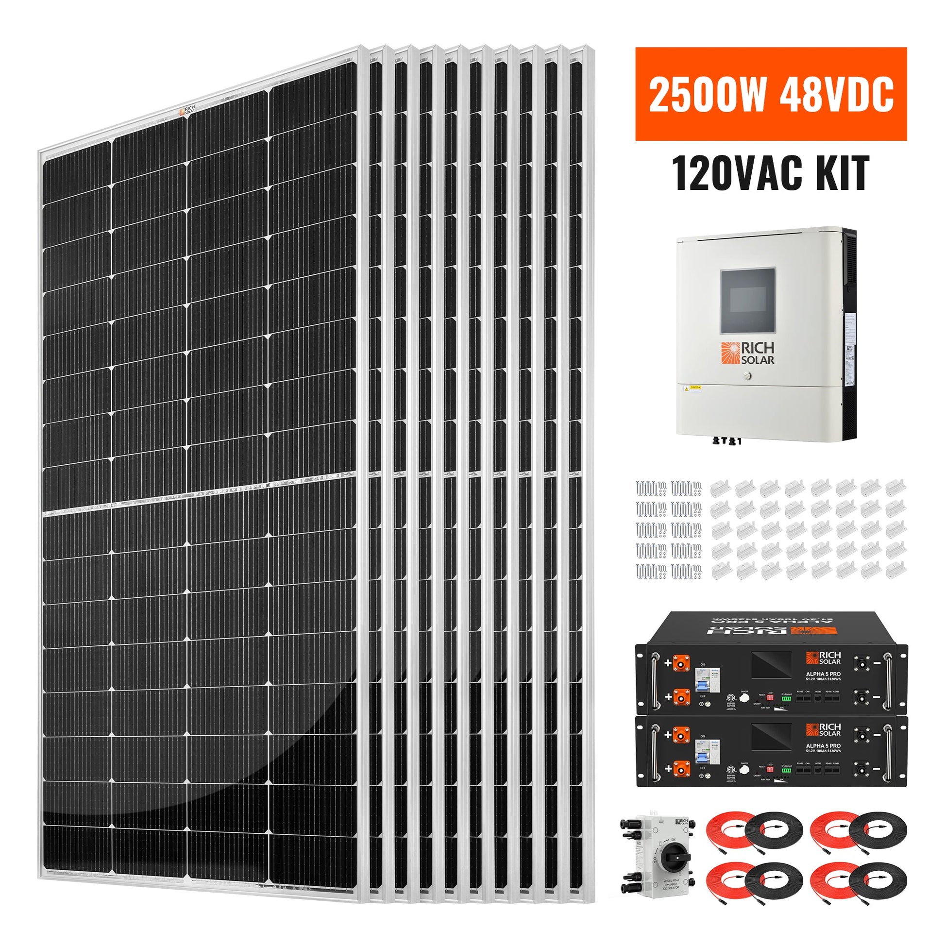 RICH SOLAR 2500W 48VDC-120VAC Solar Kit product image 2