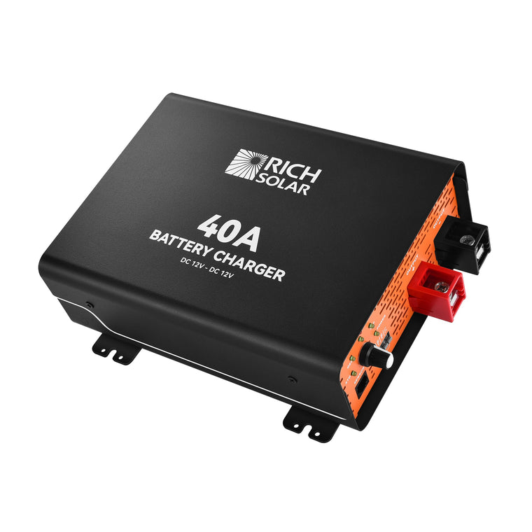 RICH SOLAR 12V 40A DC-DC Battery Charger for RVs, Vans, Boats & Off-Grid Systems Lithium & Lead-Acid