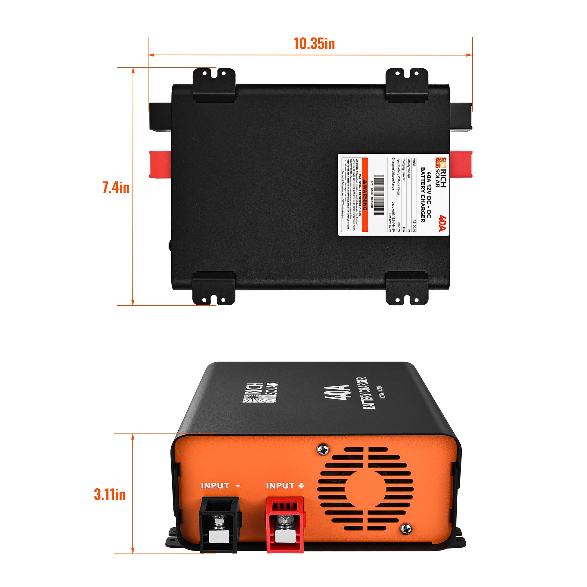 RICH SOLAR 12V 40A DC-DC Battery Charger for RVs, Vans, Boats & Off-Grid Systems Lithium & Lead-Acid product image 2