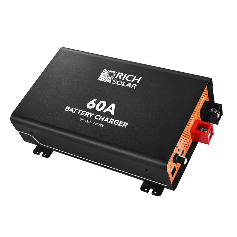 RICH SOLAR 12V 60A DC-DC Battery Charger for RVs, Vans, Boats & Off-Grid Systems Lithium & Lead-Acid
