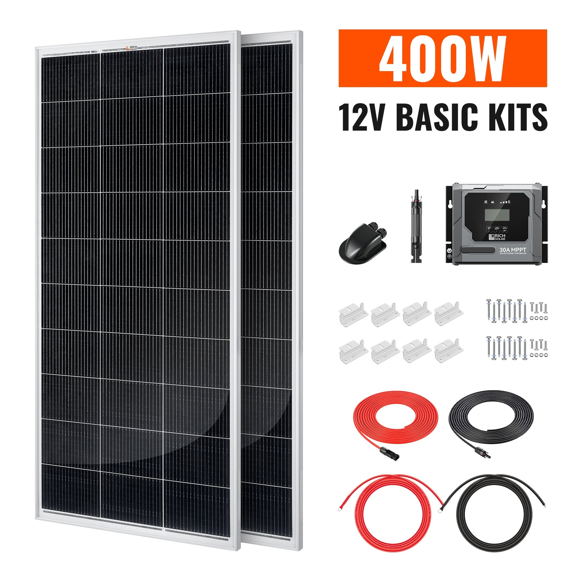 RICH SOLAR Basic 400W Solar Kit Solar Panel & Charge Controller Kit for RVs, Vans & Off-Grid Applications product image 1