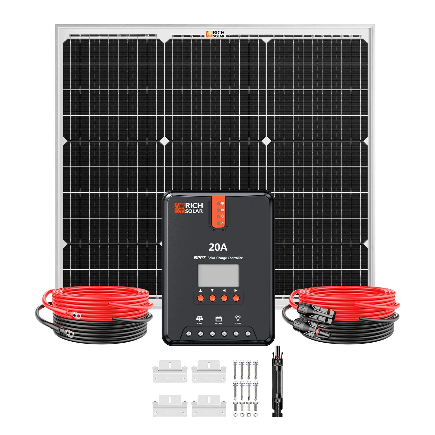 RICH SOLAR 50W Solar Kit Includes 50W Solar Panel + 20A MPPT Solar Controller + Wires and Brackets product image 3
