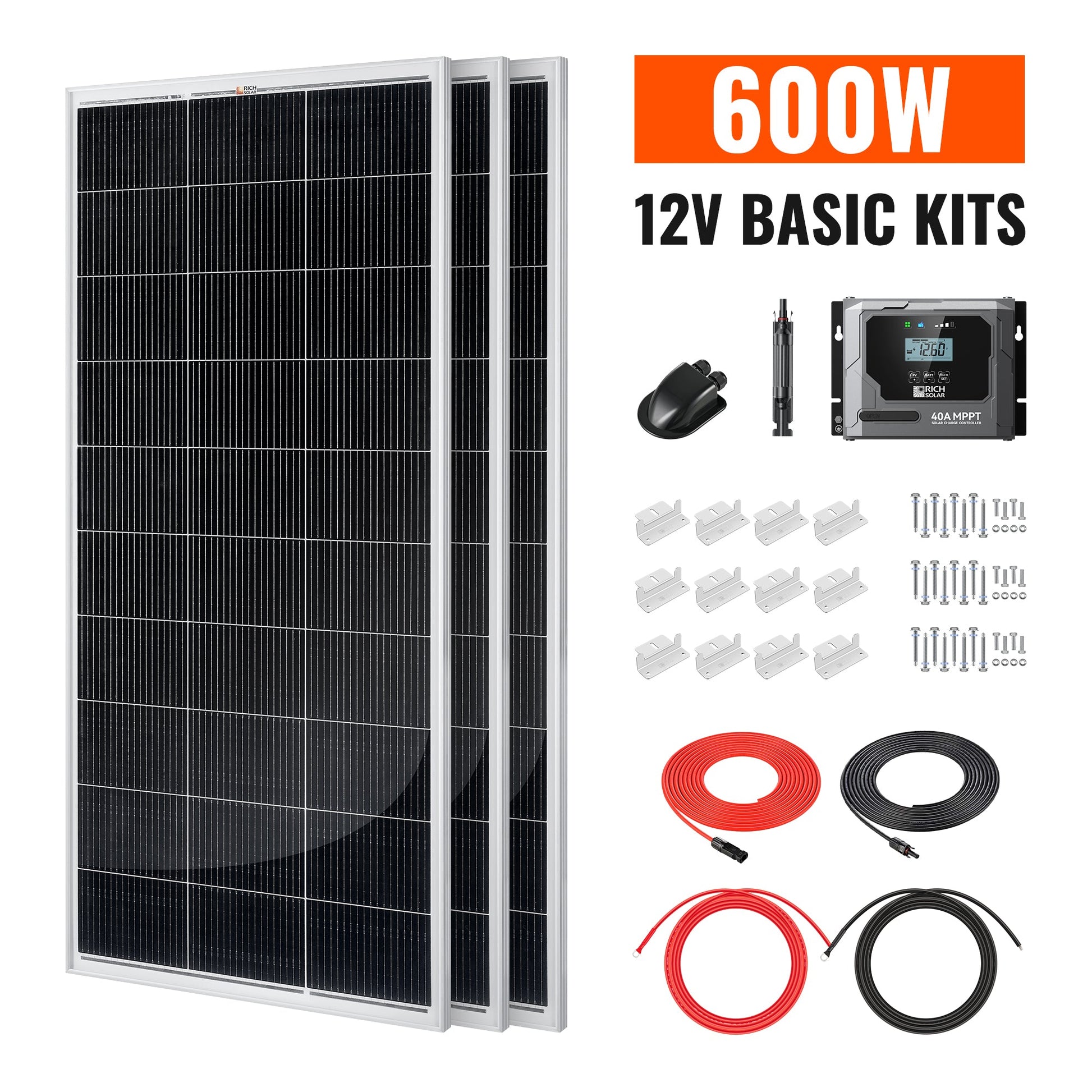 RICH SOLAR Basic 600W Solar Kit Solar Panel & Charge Controller Kit for RVs, Vans & Off-Grid Applications product image 1