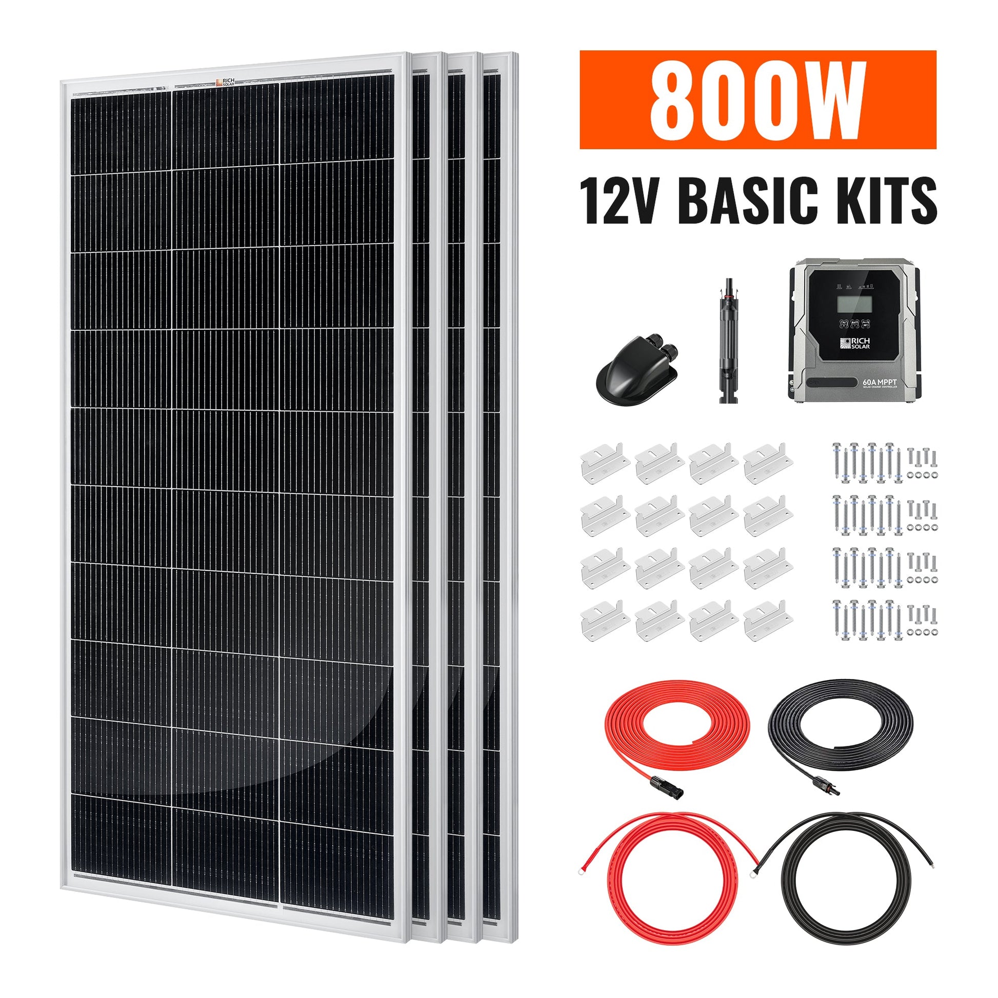 RICH SOLAR Basic 800W Solar Kit Solar Panel & Charge Controller Kit for RVs, Vans & Off-Grid Applications product image 1