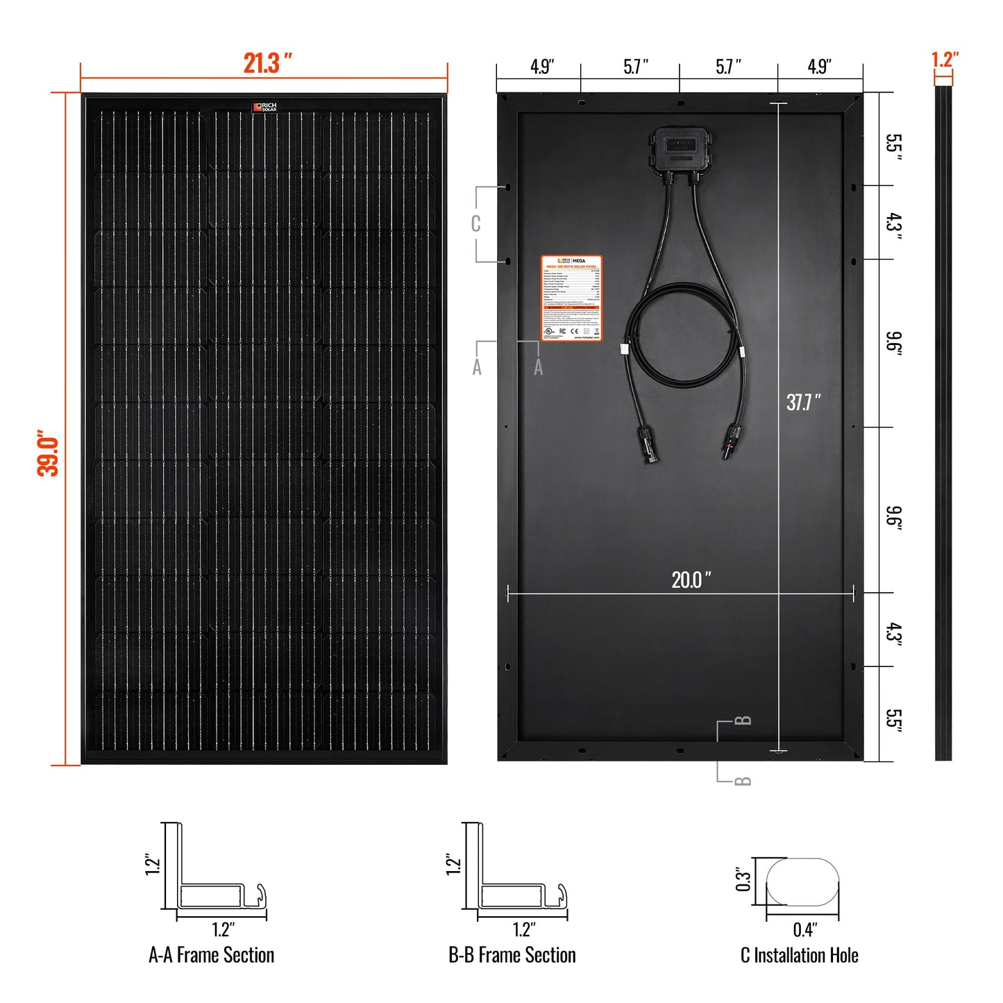 RICH SOLAR MEGA 100 100W 12V Solar Panel product image 12