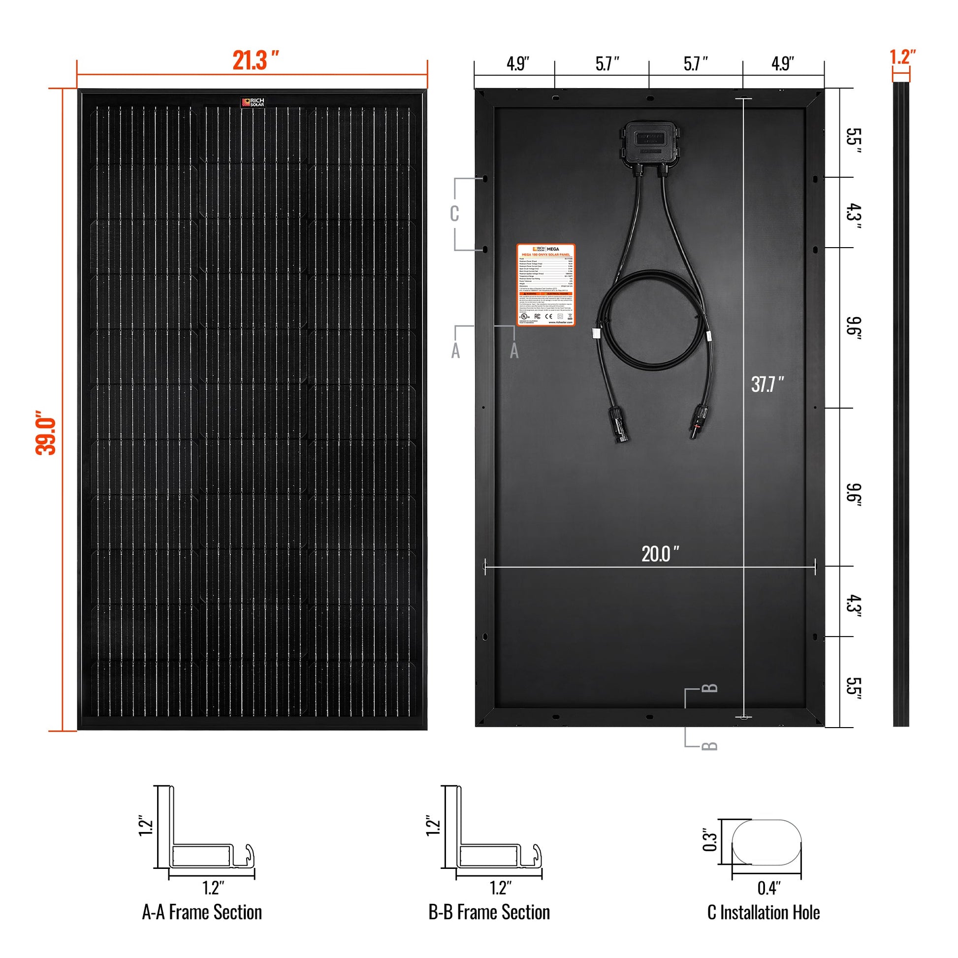 RICH SOLAR MEGA 100 100W 12V Solar Panel product image 12