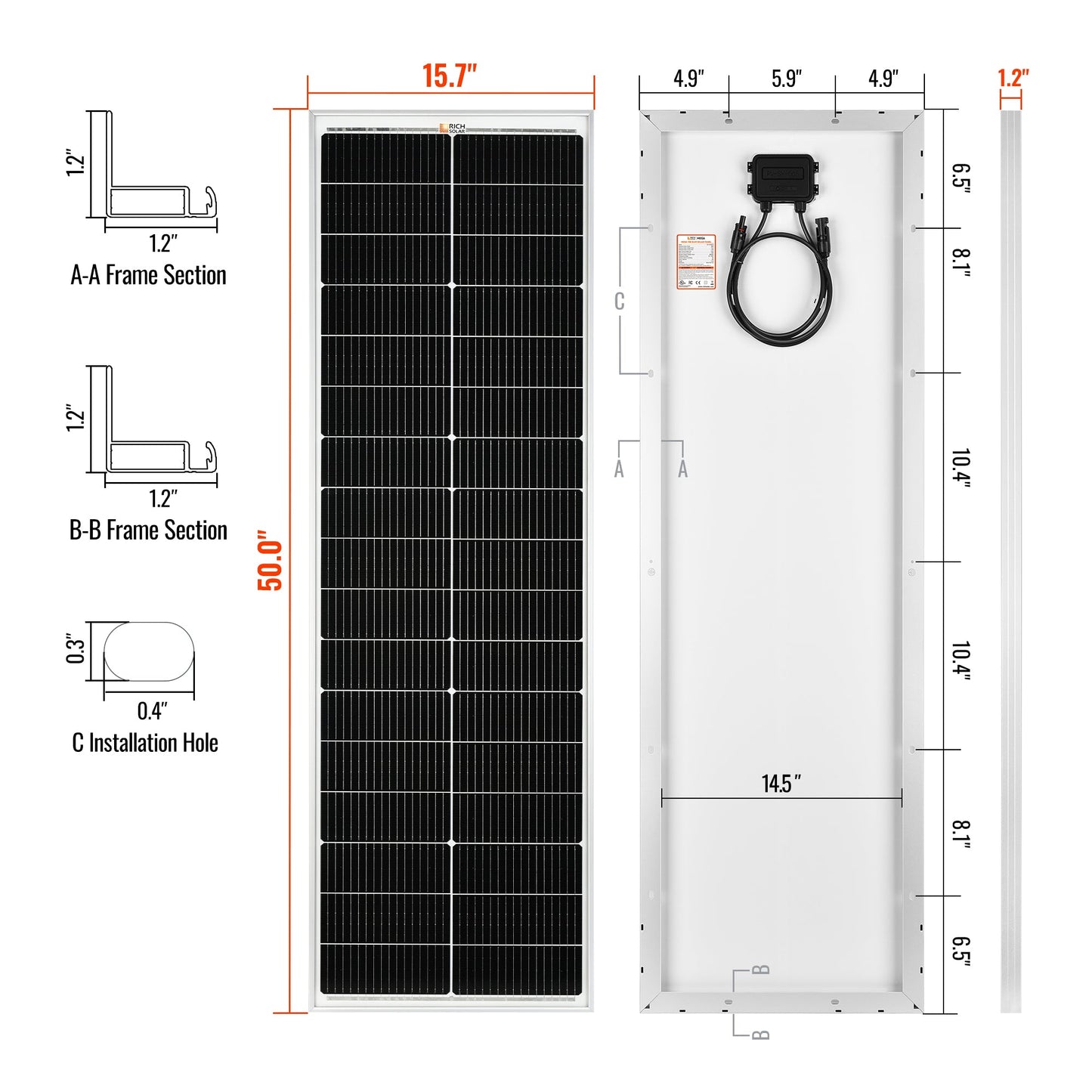 RICH SOLAR MEGA 100 SLIM 100W Solar Panel product image 2
