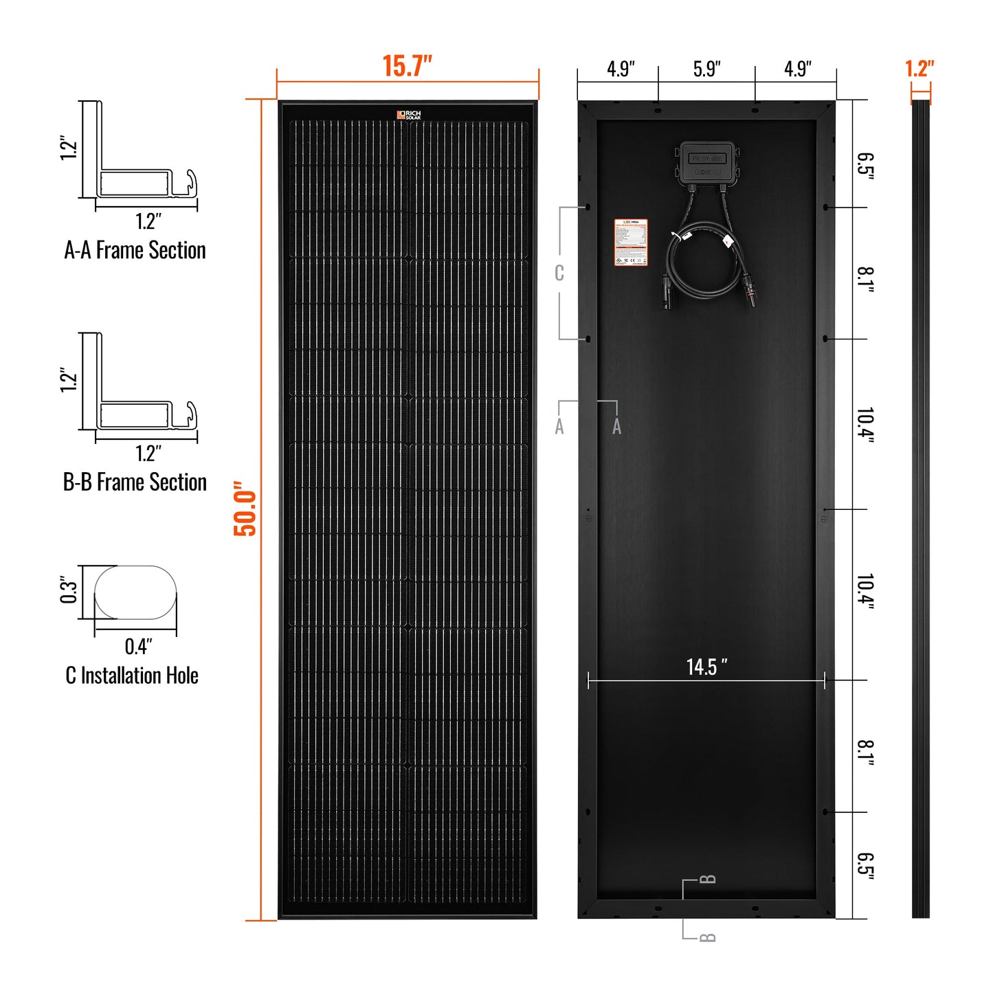 RICH SOLAR MEGA 100 SLIM 100W Solar Panel product image 11